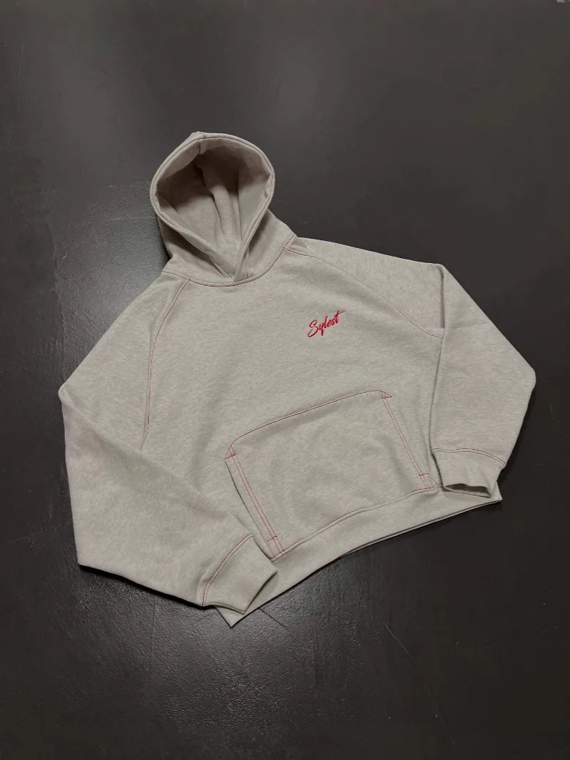 

Y2K Harajuku Embroidered 3D Hoodie Featuring Subtle Gray Letter Patterns For Everyday Casual Streetwear Fashion