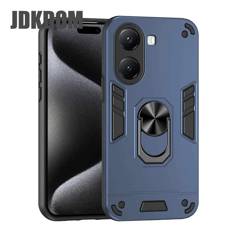 JDKDOM A prueba de golpes 360 ° Funda de teléfono con soporte de anillo de Metal giratorio para Xiaomi Poco X7 X6 F6 M6 Pro 4G