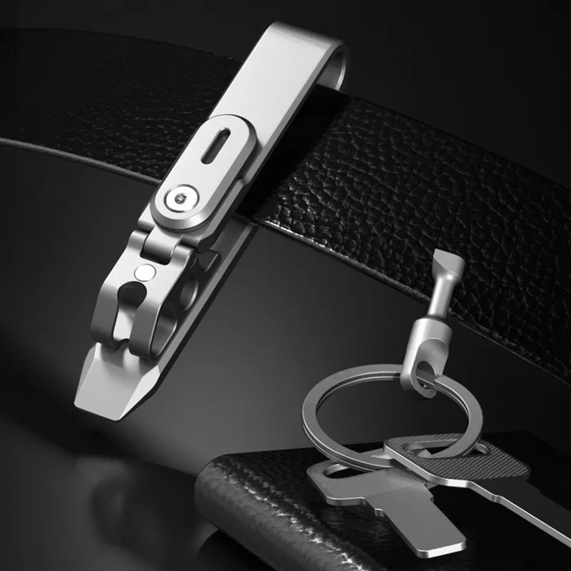 Titanium Alloy Multifunctional Keychain with Rotation Lock Portable Bottle Opener Wrench Crowbar Ruler Home EDC Tools Gift Men