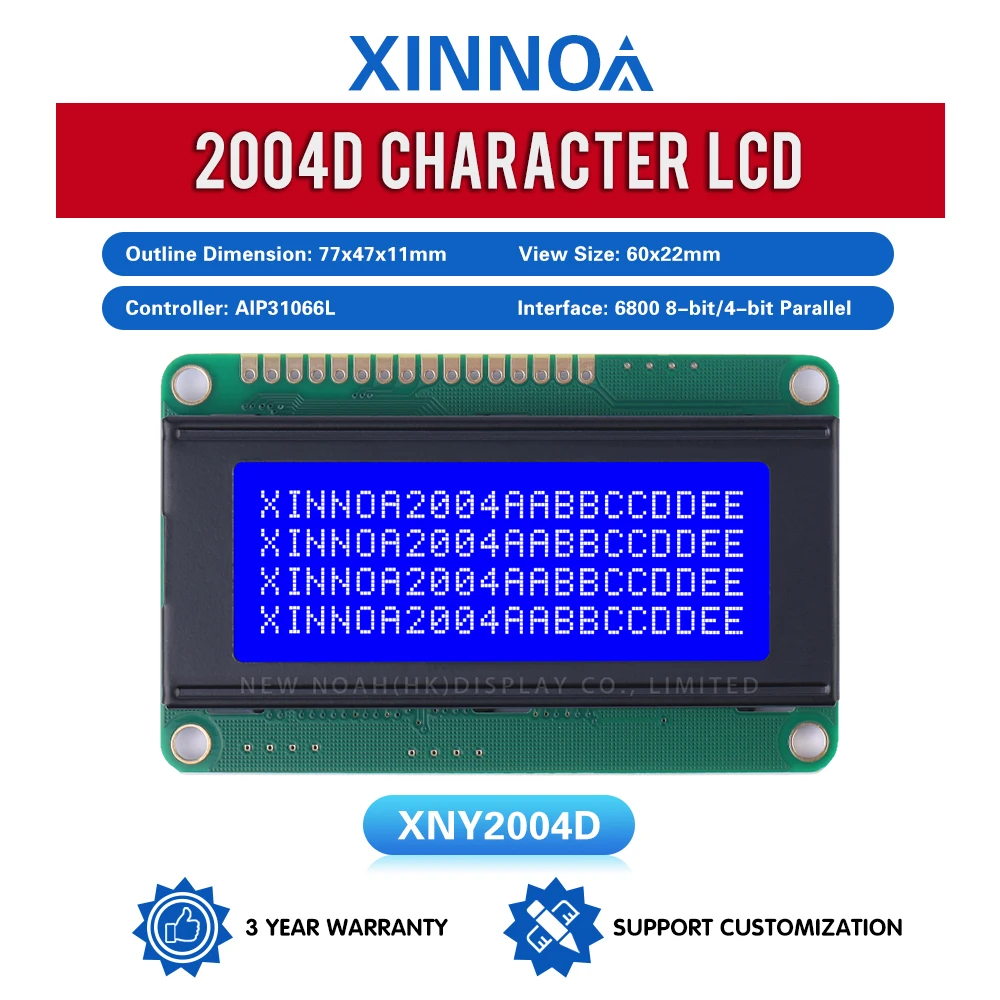 Blue Film White Letters 2004D LCD Module 4*20 Standard 16PIN Universal Interface Controller ST7066U High Quality LCD Screen