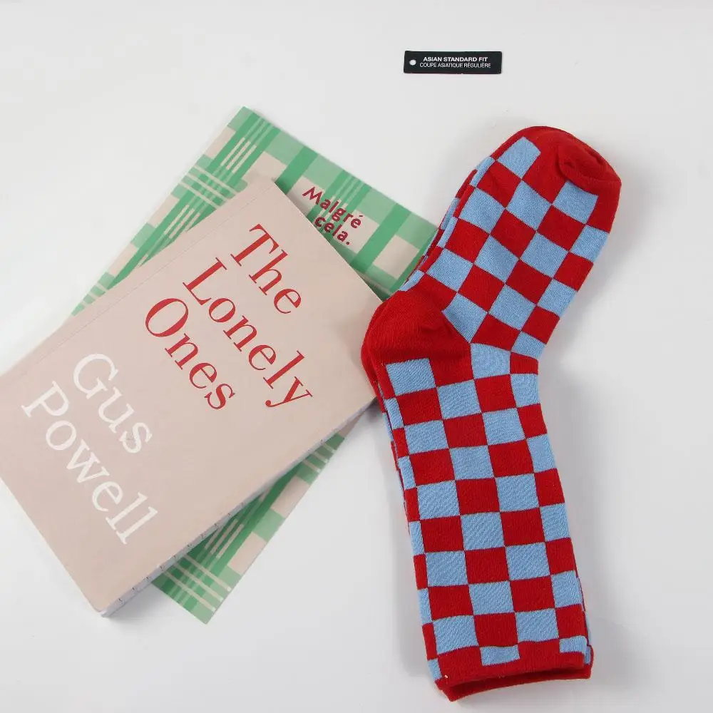 

Sweet Simple Plaid Hip Pop Streetwear Girls Female Hosiery Mid-tube Sock College Style Socks Korea Checkerboard Socks
