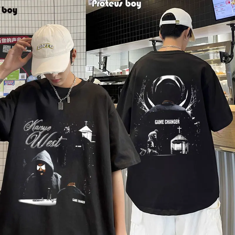 

Rapper Kanye West T-shirt Men Women Clothes Hip Hop Fashion Oversized T Shirt Vintage Harajuku Short Sleeve Tee Shirts Y2k Tops