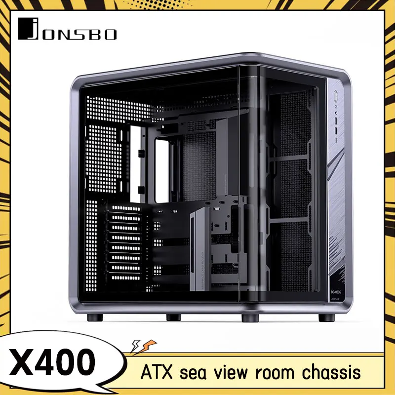 JONSBO X400 ATX Sea View Room Computer Case 360​​Water-Cooled Glass Side Transparent Game Case Supports Back-Plugged Motherboard