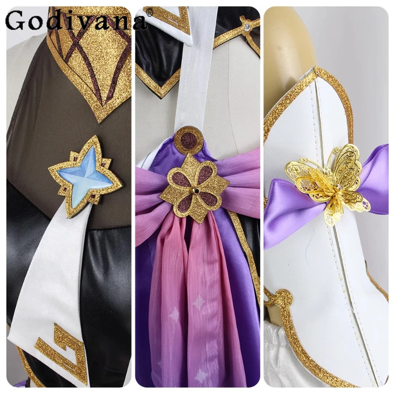 Impact Cosplay Costume for Women Halloween Anime Wig Hat Full Sets Girls Stage Party Top and Shorts Outfits Cos Costume