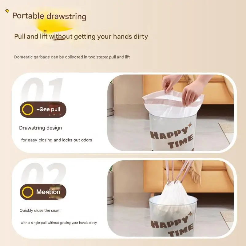 Easy-Tear Drawstring Garbage Bags | Leak-Proof Kitchen & Outdoor Waste Bags