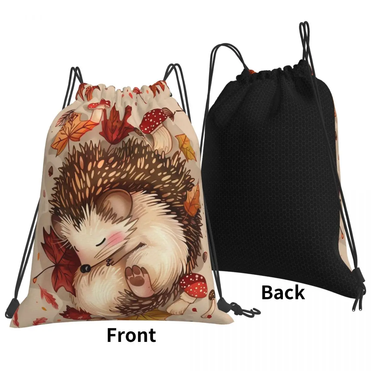 Hedgehog Animal Backpacks Portable Drawstring Bundle Pocket Sports Bag Book Bags for Travel School