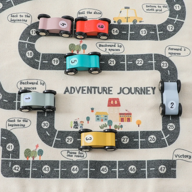 35*31cm montessori Spielzeug Baby Auto Verkehr Straßenkarte Leinwand Desktop-Matte Spiel Holzauto Eltern-Kind-Interaktion Kind Bildung Geschenk – Detail 12