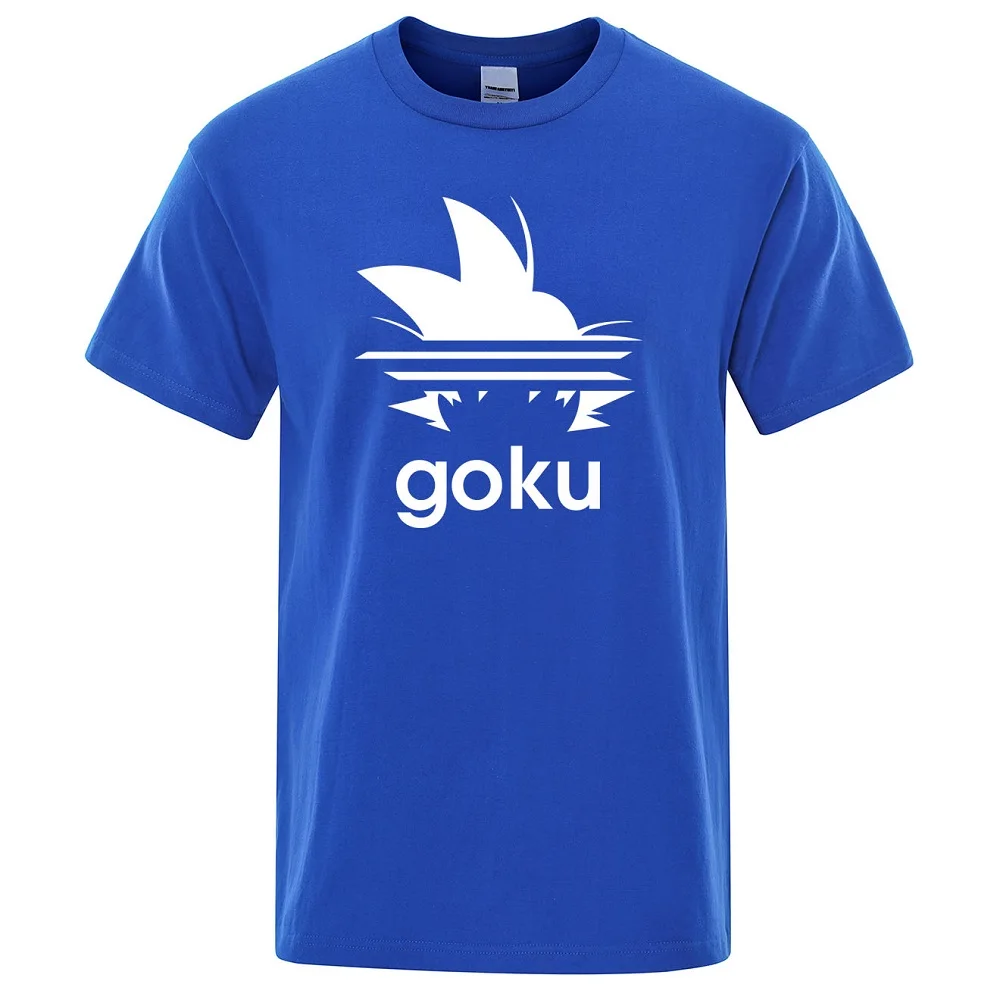 Letnie męskie t-shirty GOKU drukowane Casual męskie koszulki z krótkim rękawem moda oddychające bawełniane topy luźne, ponadgabarytowe koszulki z