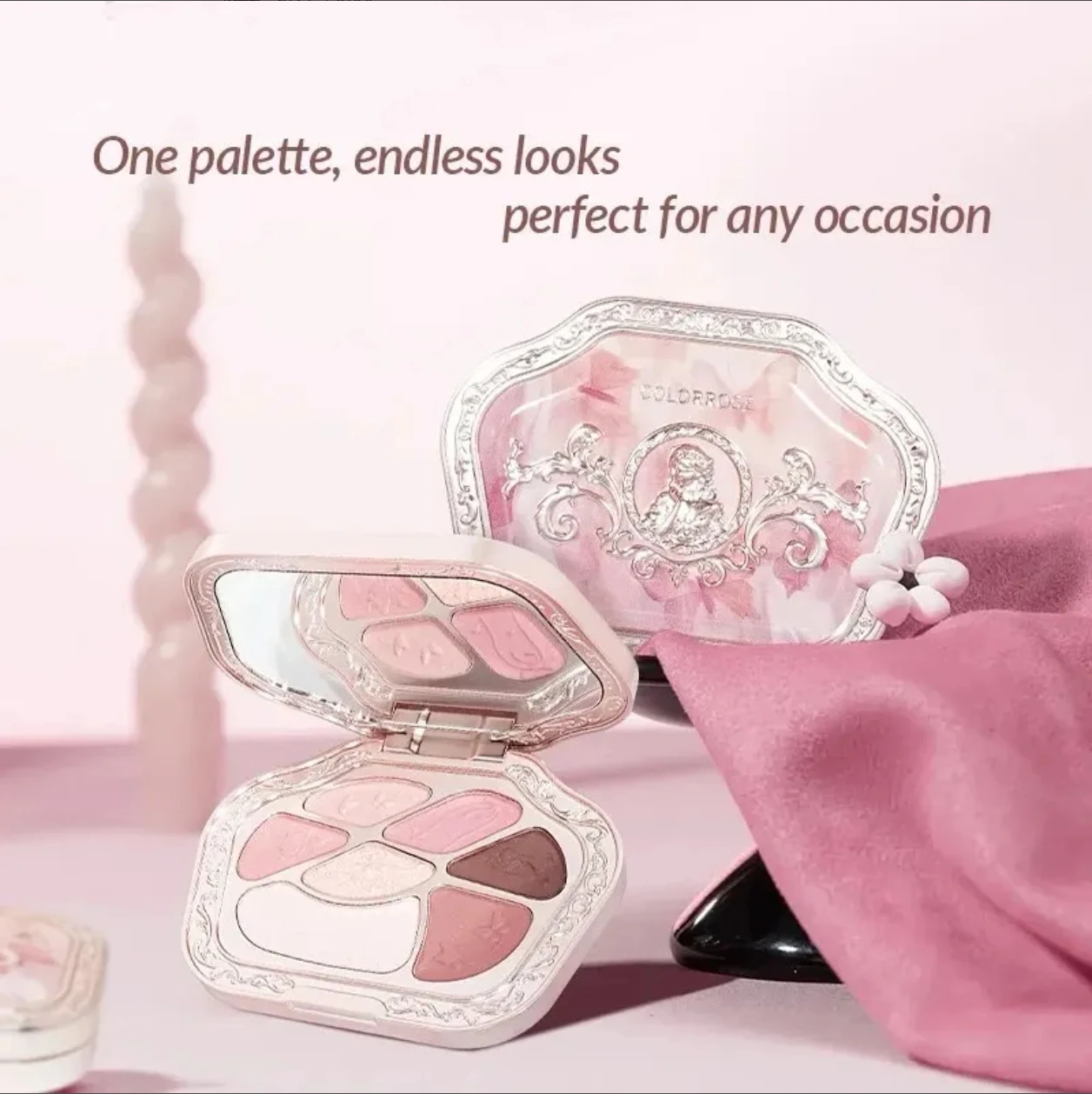 พาเลทอายแชโดว์คัลเลอร์โรส 7 สีเนื้อแมท ซาติน ชิมเมอร์ แต่งหน้าสีสันสดใส เครื่องสำอาง