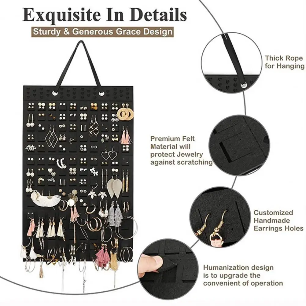 Convenient Earrings Hanger Bag Multi-layer Portable Soft Felt Earrings Hanging Bag Home Decor