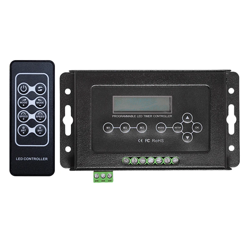 DC 12V-36V RGB RGBW Programmable LED Timer Controller Output 6A x 4CH Input DMX512 Signal with LCD Screen RF Wireless Remote