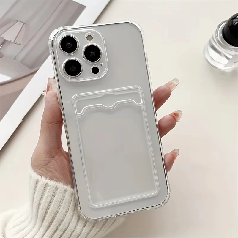 

Transparent Card Slots Phone Case For Xiaomi Redmi Note 13 12 10 Pro Max 11S 9S 10 14C 10C 12C 13C Shockproof Protective Cover
