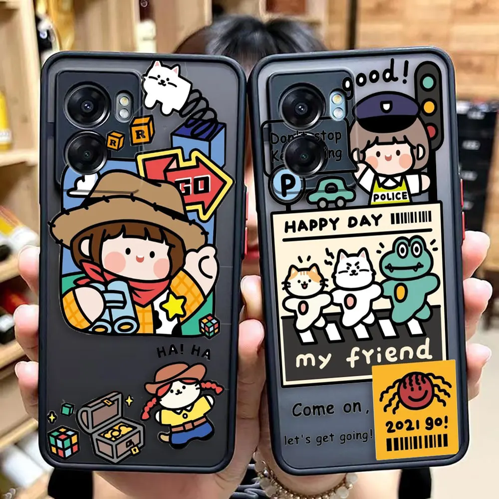 

Matte Case for OPPO A95 A94 A93 A92 A92S A78 A74 A73 A72 A57 A55 A54 A53 A17 A16 A15 4G 5G Case Funda Shell Cartoon Space Girl