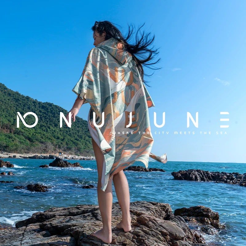 Nu-June Swimming Hoodie Quick Dry Bath Towel Surf Poncho Changing Bathrobe Beach Towel Unisex Waterproof Surfing Board Beachwear