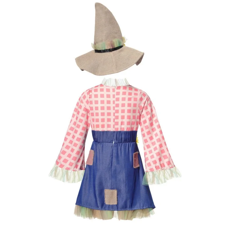 Plaid Patch costumi spaventapasseri vestito con cappello Halloween bambini adulti spaventapasseri Cosplay abiti festa di carnevale Performance Dress