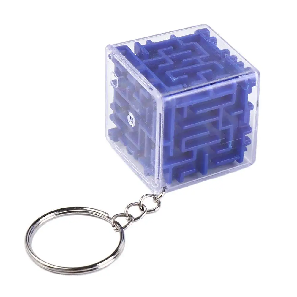 Intelligence 3D Maze Keychain Puzzle Balance Training Maze Keyring Six-sided Mini Rolling Ball keychain Party Favors