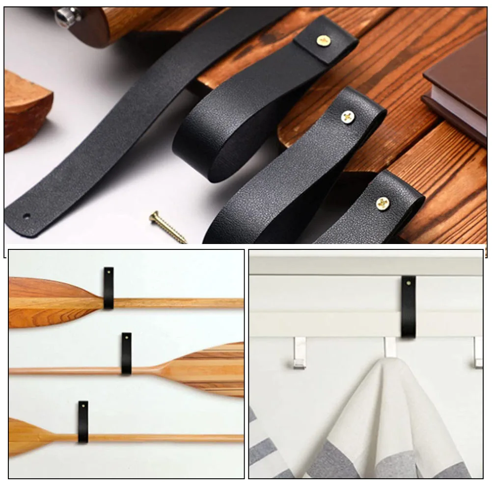 

4 pcs Bohemian Style Wall Mounted Hooks Curtain Rod Holder Black Bathroom Kitchen Bedroom Decorative Hanging Straps