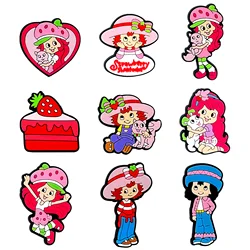 9 pz/set Cute Strawberry Girl Cartoon Series per Cartoon Shoe Charms accessori decorazione fai da te per Classic Clog Kids Gifts