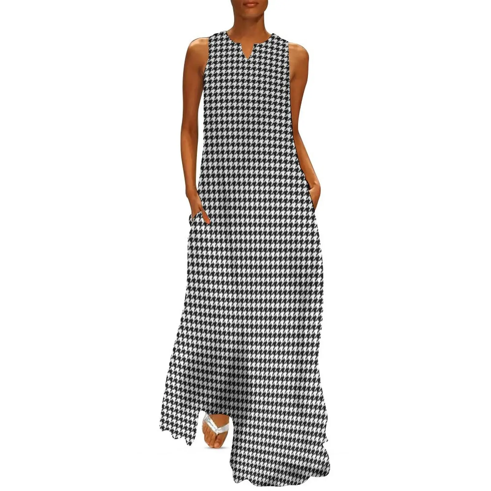 

Houndstooth (Black & White) Long Dress woman dress dress party night