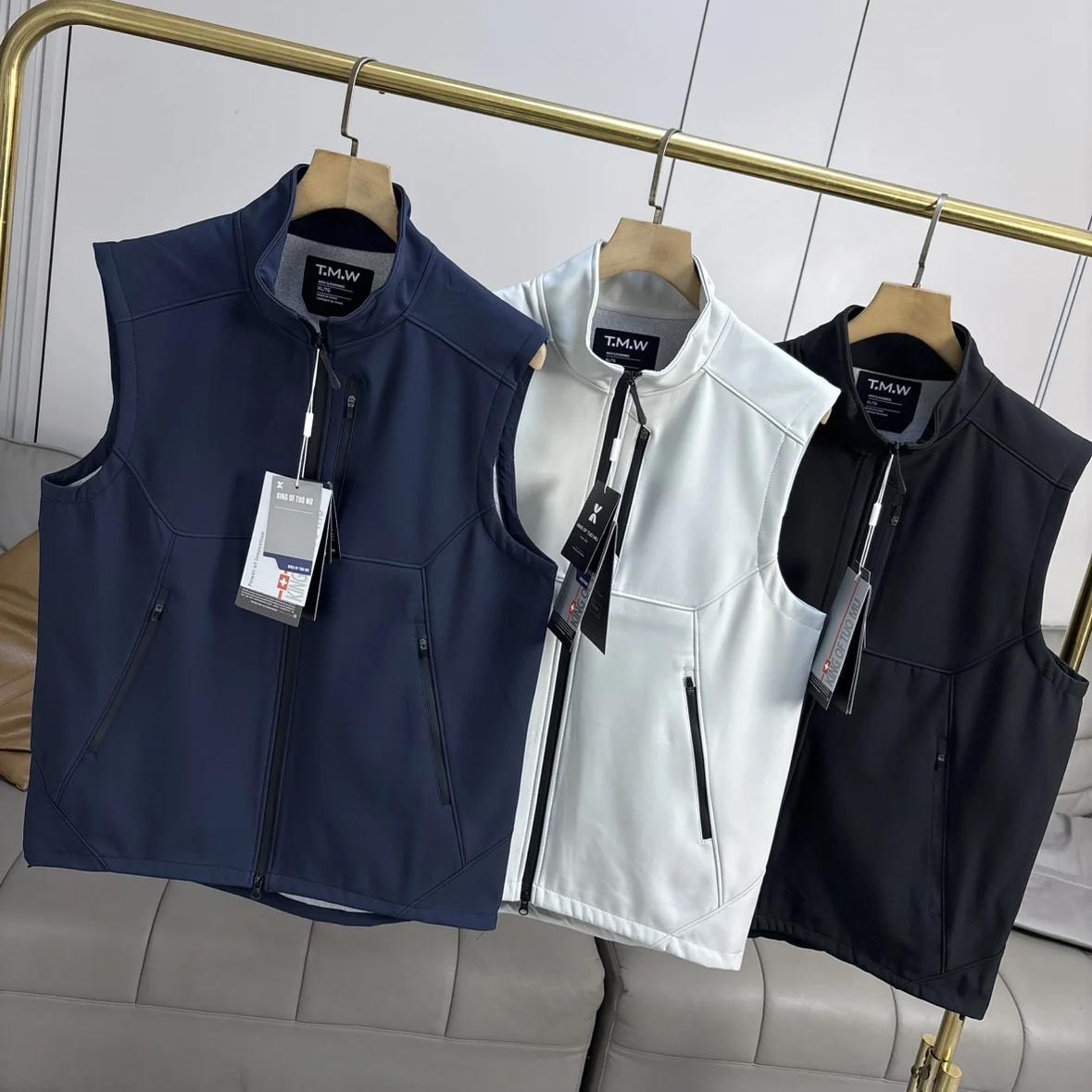 

Мужской осенне-зимний повседневный ветрозащитный водоотталкивающий жилет-куртка с воротником-стойкой из серии Soft Shell для активного отдыха