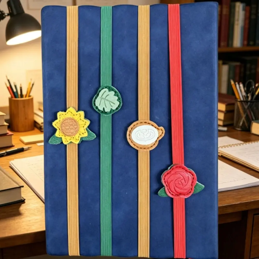 Vintage Elastic Bands Leather Bookmark Anti-lost Versatile PU Bookmark ELegant Hardcover Journals Book Mark Reader