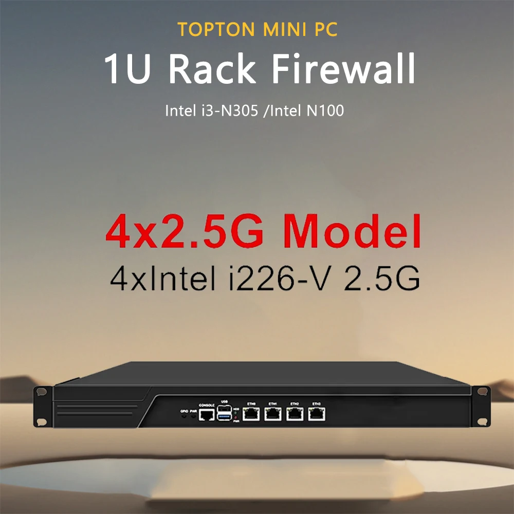 New 2.5GbE NAS Rackmount 1U High Performance for Firewall Pfsense with i3-N305 N100 DDR5 Quad-core CPU Compact Rackmount Server