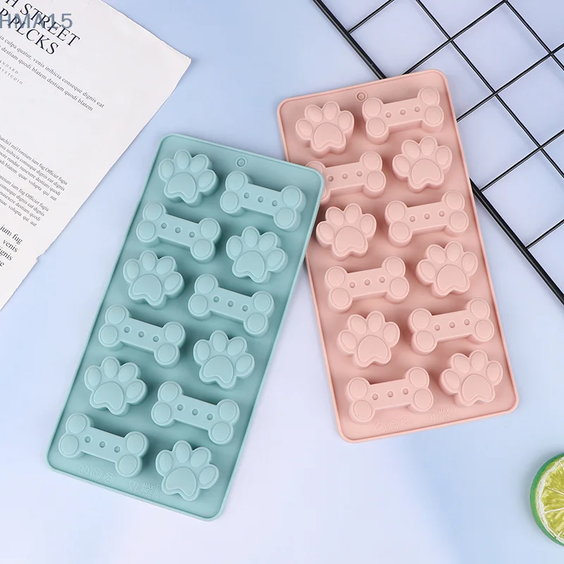 

Silicone Puppy Dog Paw Bone Molds Elegant Chocolate Cookie Mold For Baking Non-Stick Dog Treat Molds Suitable For Microwave Oven