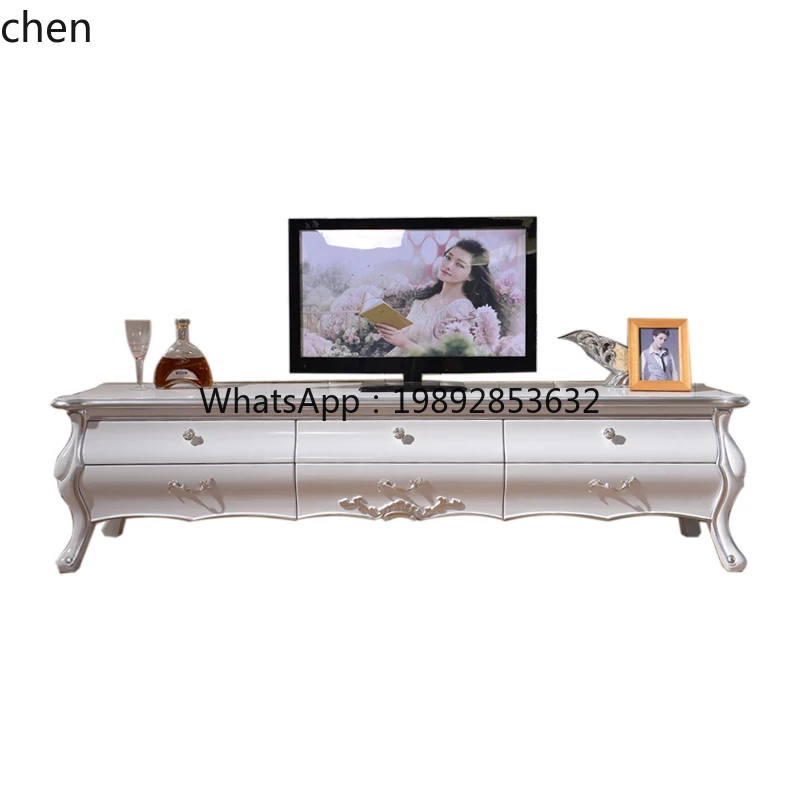 خزانة تلفزيون وطاولة قهوة، شقة صغيرة بسيطة، خزانة بيضاء من الخشب الصلب #2