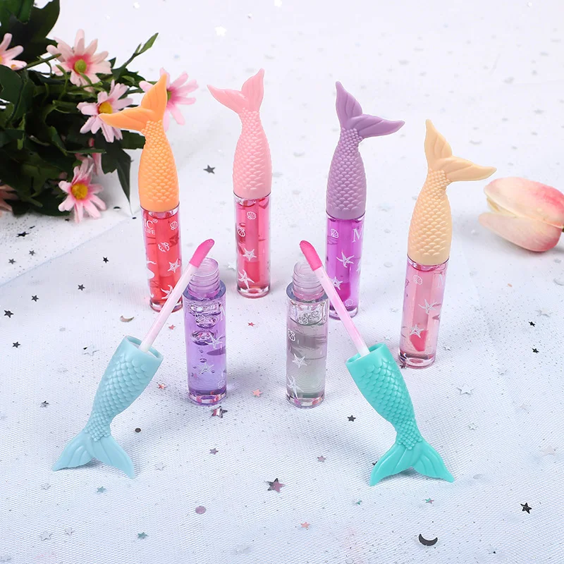 24pcs Cute Mermaid Lip Oil Color Change Vitamin E Moisturizing Long Lasting Lip Gloss Students Kids Lips Care Wholesale