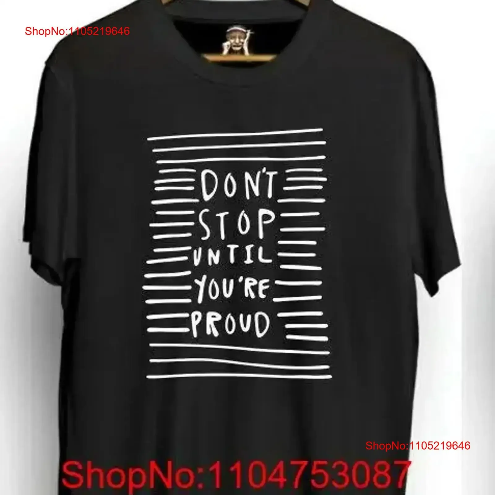 تي شيرت رجالي بشعار Don't Stop أسود Xtra كبير بياقة دائرية وأكمام قصيرة ملابس مصممة مغسولة عتيقة جرافيك قليلاً #1