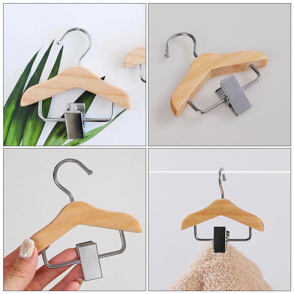 

2 Pcs Wall-mounted Mini Hanger Child Small Hangers Wooden Pet Dog Clothing Rack
