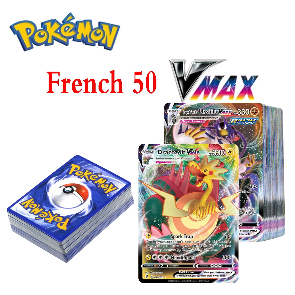 Pokemon Cards Vstar Vmax GX French Version Fun Flash Card Trading Cards Kids Card Christmas Birthday Gifts for Children Toy