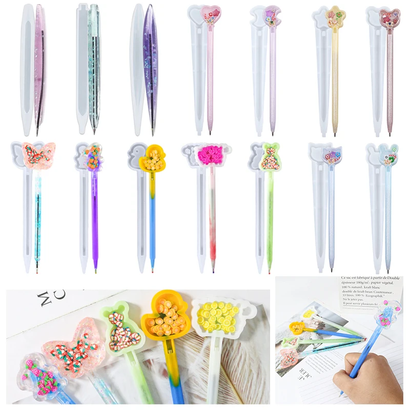 Ballpoint Pen Epoxy Resin Mold DIY Transparent Cute Pen Silicone Mould Set for Jewelry Casting Transparent Pen Holder Making