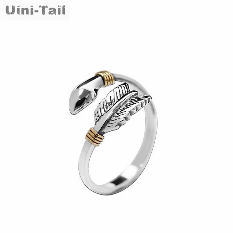 Uini-Tail hot selling new 925 Tibetan silver fashion retro Eros arrow open ring personality simple temperament trend jewelry