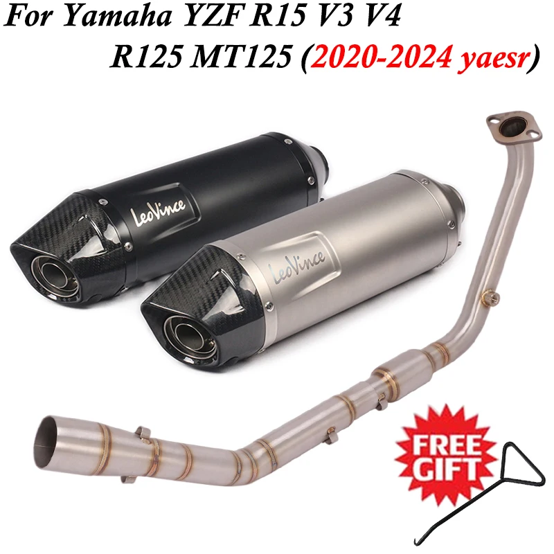 

Full Systems For Yamaha YZF R15 V3 V4 R125 MT125 2020 - 2023 Motorcycle Exhaust Escape Modified Front Link Pipe Muffler Carbon