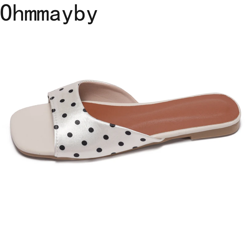 Women's Polka Dot Open Toe Slippers - Comfort Slip-On Slides