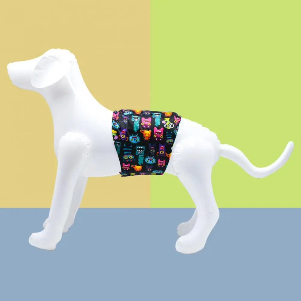 Breathable Dog Diaper Reusable Dog Diaper Lightweight Male Dog Diaper with Cartoon Print Washable Elastic Trim Belly for Pet