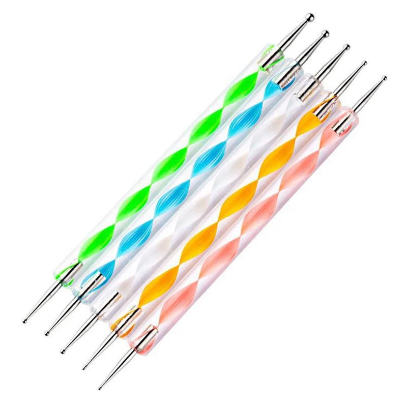 

5pcs Set Nail Art Tools Dotting Pens Different Size Double-ended Dotting Needle Nail Art Varnish Polish Pen Paint Painting Brush