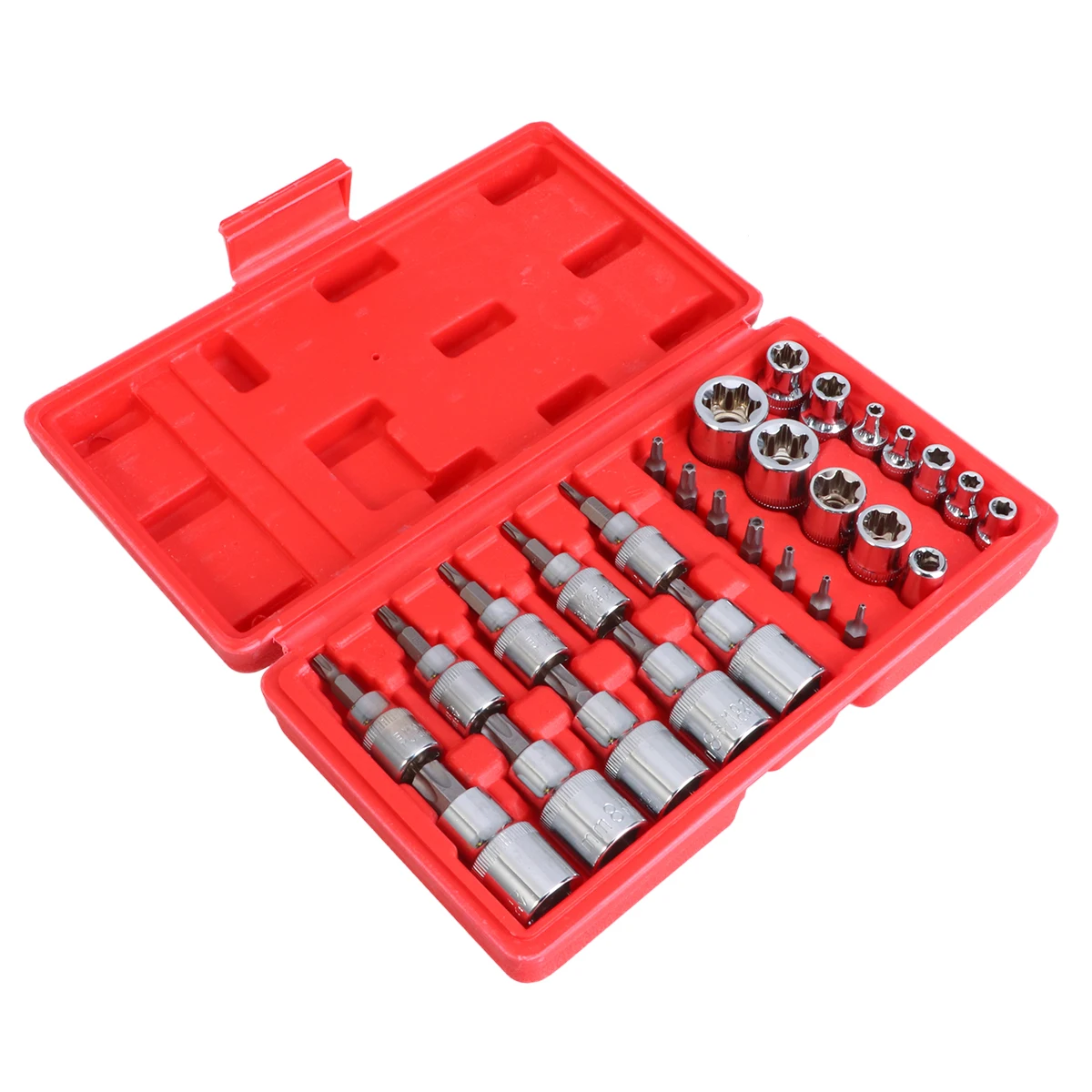 

30 pcs Socket Wrench Set Chrome Vanadium Steel AntiRust Car Repair Ratchet Screwdriver Hand Tools Storage Case Included