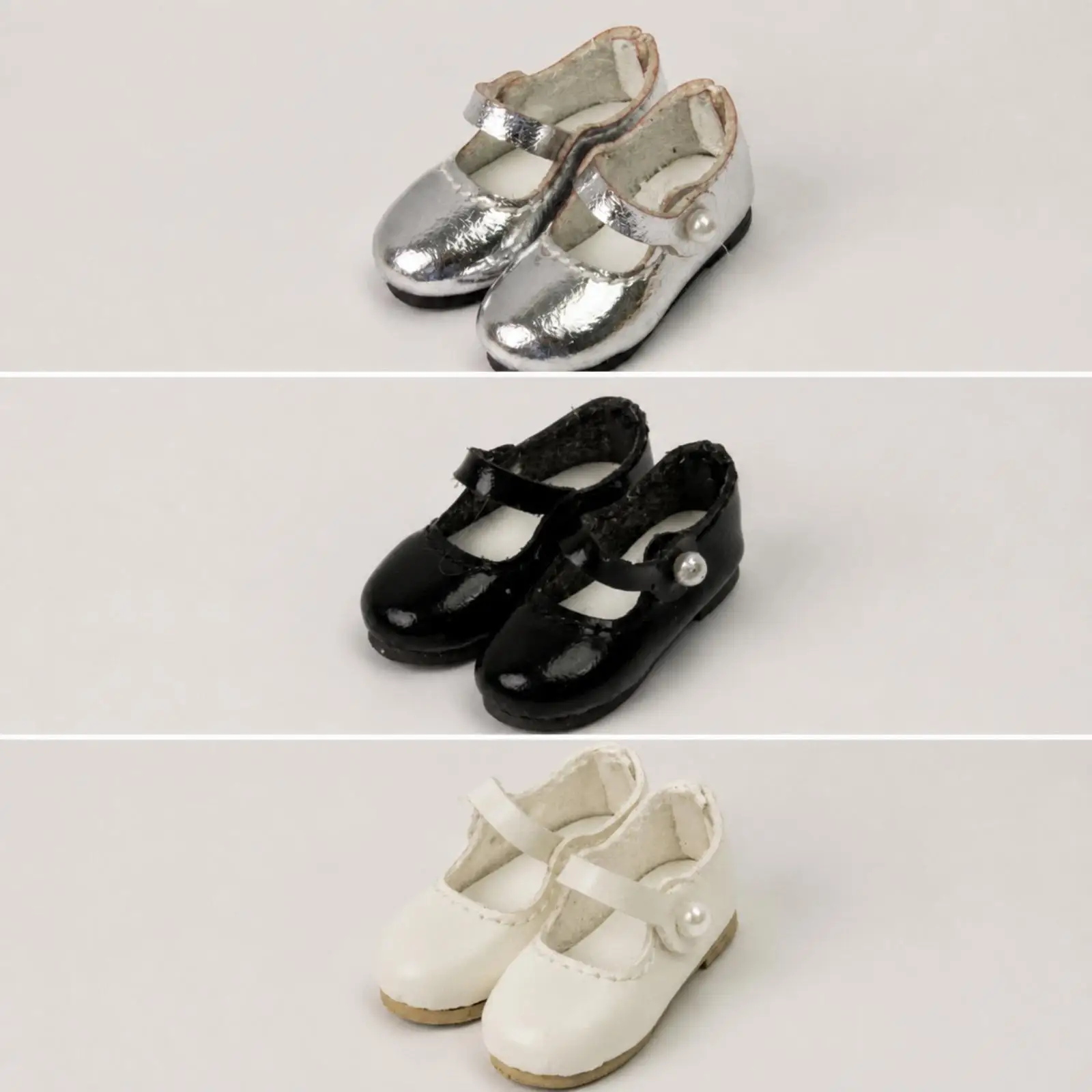 Fashion Doll Mary Jane Shoes with Pearl Clasp Adjustable Strap for 20cm Dolls Dress Up Play
