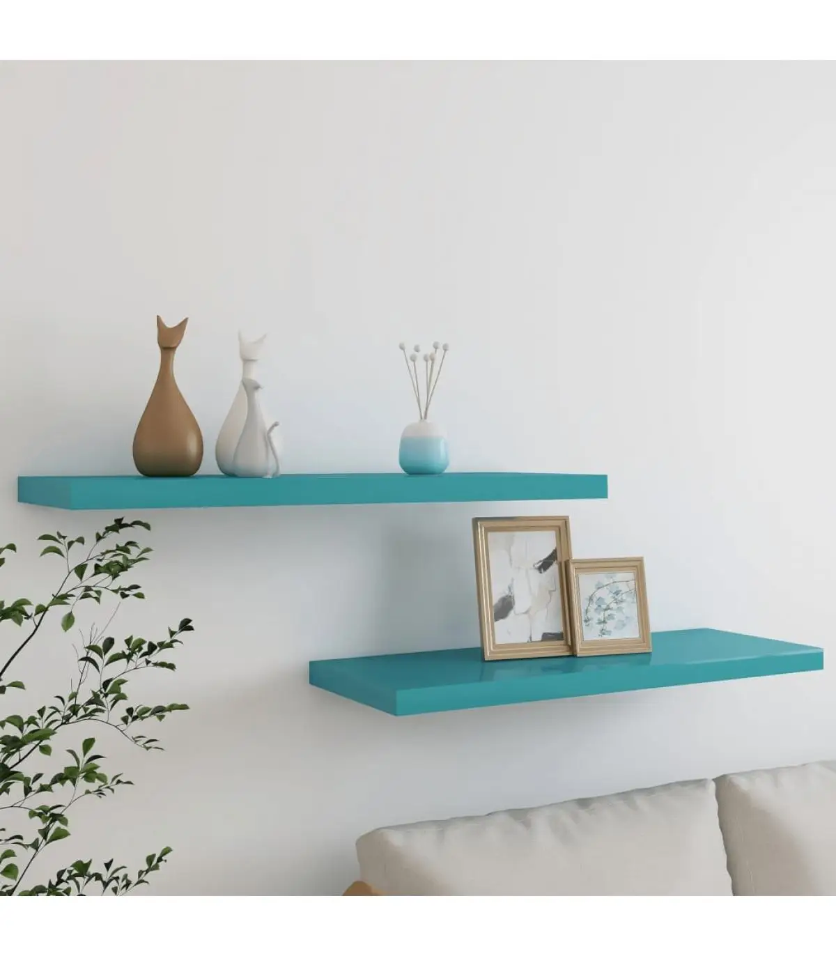 Shelves and shelving floating shelves wall 2 Pins blue MDF 80x23,5x3,8cm