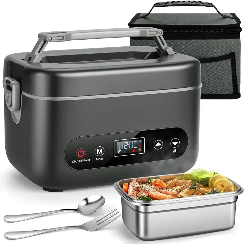 Rechargeable heating lunch box, inner tank partition insulation, portable water-free car electric heating bento box