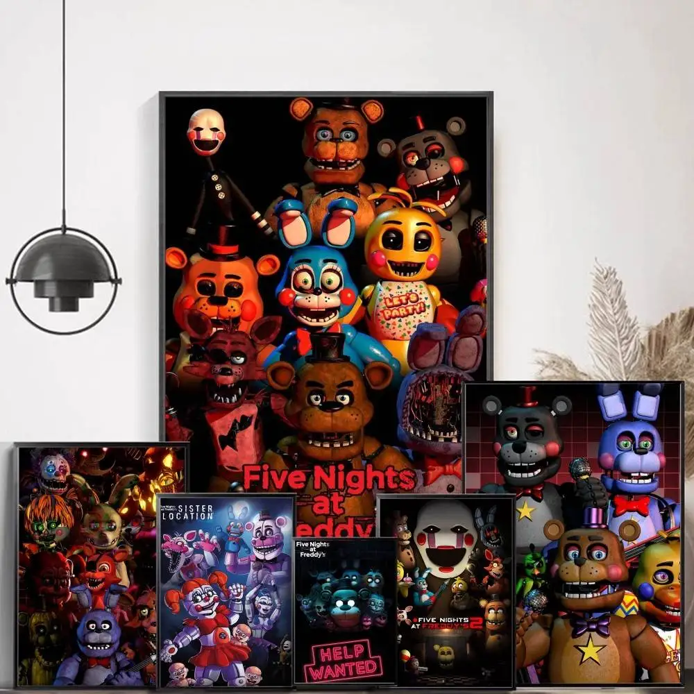 

fnaf game Self-adhesive Art Poster Whitepaper Prints Posters Artwork Home Decor