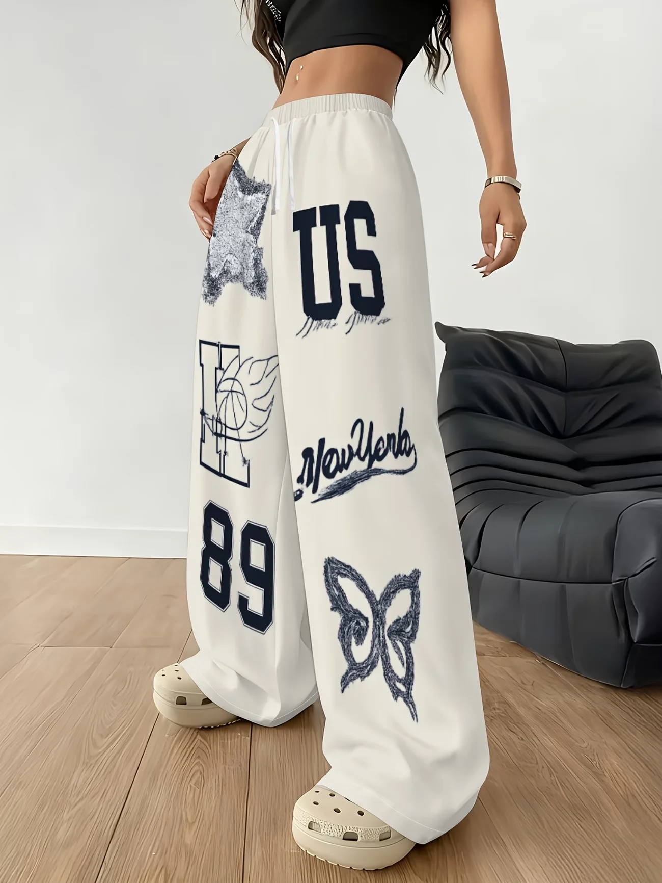 2026 Y2K Trendige Retro-Freizeithose Gothic Direktdruck Bodenlange Hose Übergroße Unisex Streetwear Modehose für Damen und Herren – Detail 11