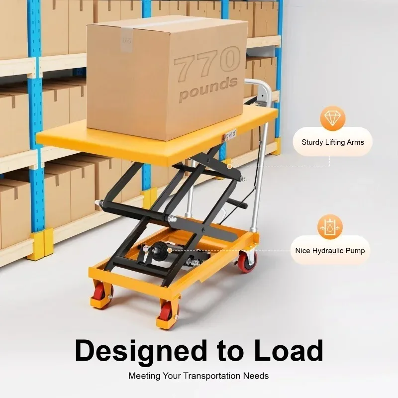 

【Popular】Hydraulic Scissor Lift Table Single Scissor Hydraulic Lift Table, Hydraulic Lift With Locking Wheels For Material Trans