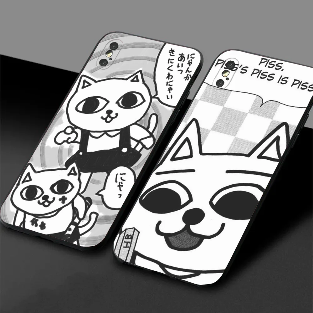 

N-Nekojiru Cat Cute Phone Case For Samsung S24,23,22,30,21,10,9,Ultra,Plus,Lite,FE,5G Black Soft Case