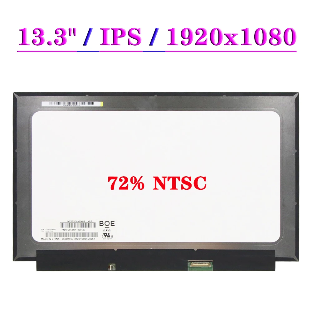 

13.3" FHD Laptop LCD Screen NV133FHM-N6A B133HAN05.A For Lenovo Thinkpad x390 S530-13IWL EDP 30Pin IPS 72% NTSC