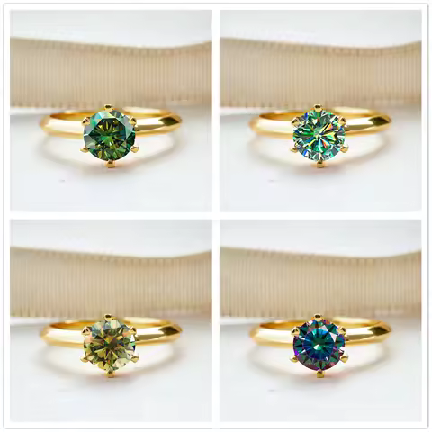 1.0 carat 6.5mm moissanite ring for charm lady 925 sterling silver 18k gold plated Diamond Test Passed female jewelry gift