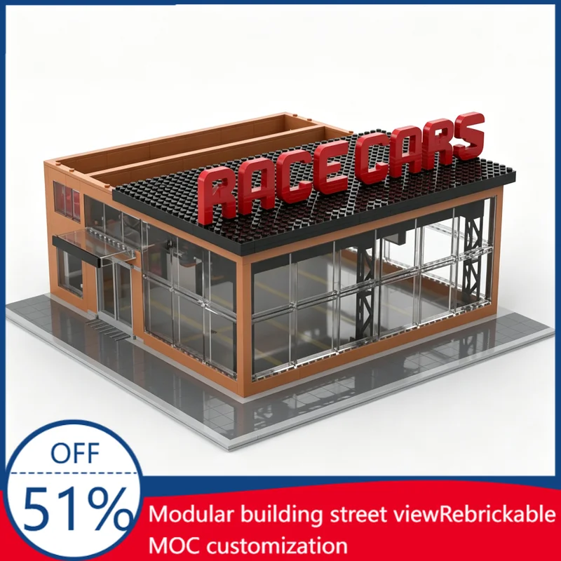 NEW 3406Pcs MOC City Street Car Showroom Service Building Blocks Model Architecture Assembly Educational Birthday Birthday Gift