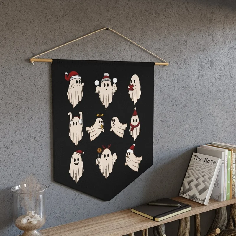 Santa Ghosts Pennant Dark Christmas Decor Spooky Christmas Wall Decor Goth Christmas Art Halloween Decoration Room Home Decor